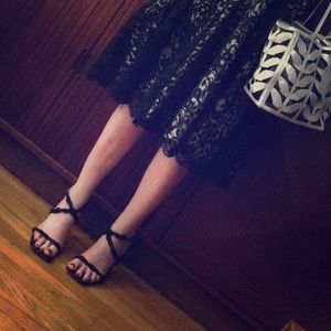 Vintage 90s black strappy heels Richard Tyler pony hair sandals